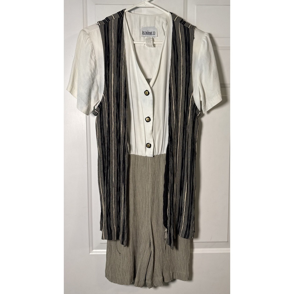 Vintage Just In Thyme Ltd Womens 2 Pc Set Size 10 Attached Vest Blouse Skort USA